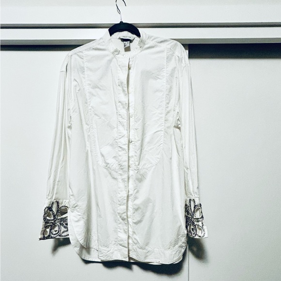 H&M RHINESTONE-DETAIL TUXEDO SHIRT - Picture 3 of 7